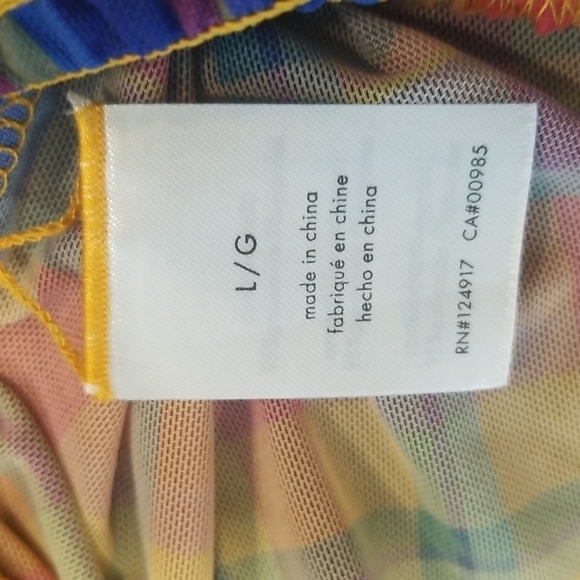 💕WEWOREWHAT💕 Plaid Print Smocked Mesh Pants ~ Swimsuit Coverup Large L NWT - Picture 15 of 16